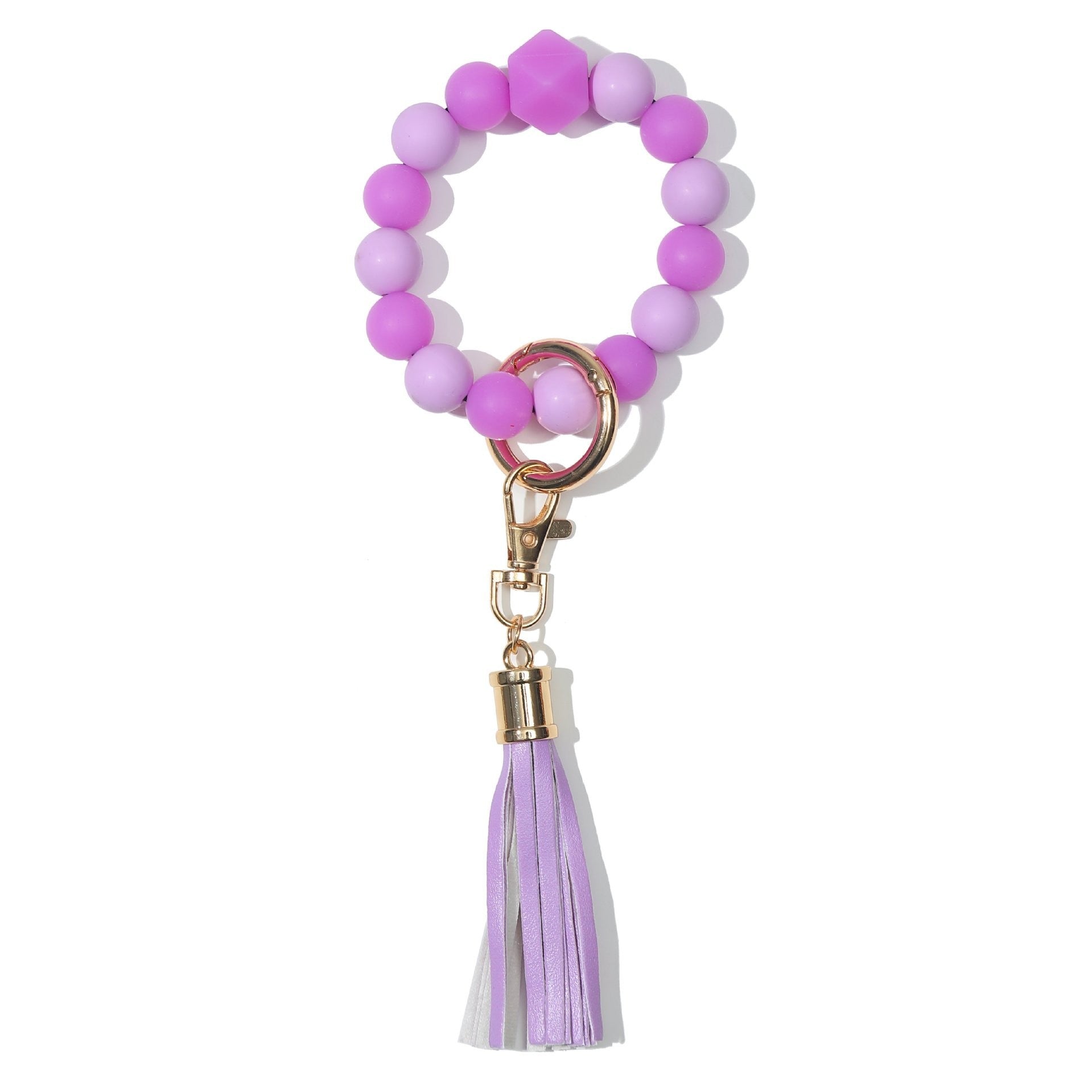 Wholesale Fluorescent Luminous Colored Silicone Beaded Wrist Keychain